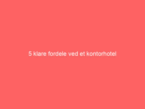 Read more about the article 5 klare fordele ved et kontorhotel