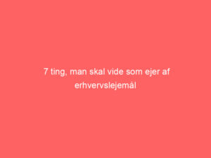 Read more about the article 7 ting, man skal vide som ejer af erhvervslejemål