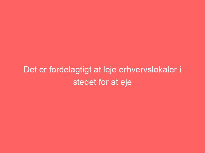 You are currently viewing Det er fordelagtigt at leje erhvervslokaler i stedet for at eje