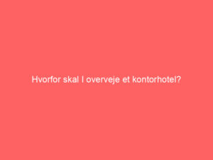 Read more about the article Hvorfor skal I overveje et kontorhotel?
