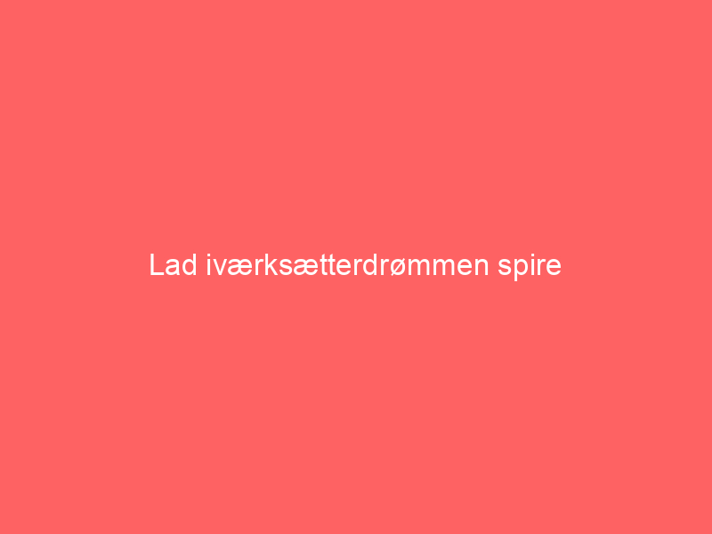 You are currently viewing Lad iværksætterdrømmen spire