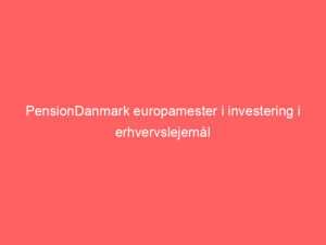 Read more about the article PensionDanmark europamester i investering i erhvervslejemål