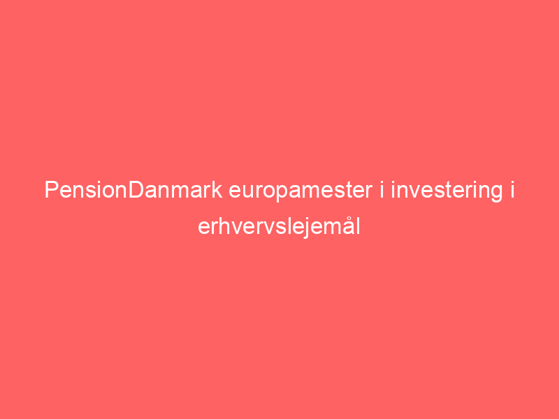 You are currently viewing PensionDanmark europamester i investering i erhvervslejemål